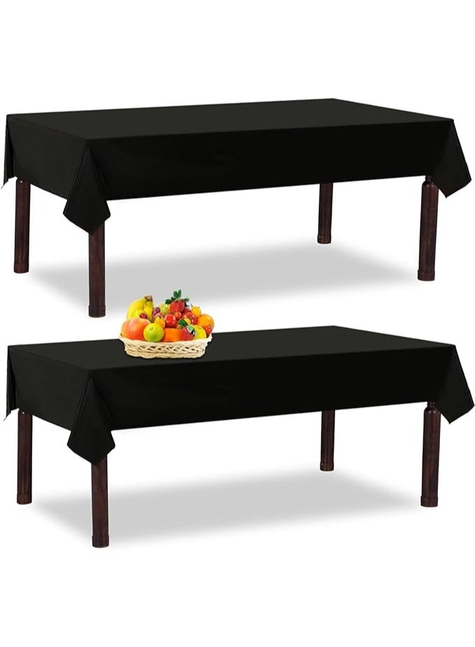 عبوتين مفارش طاولة بلاستيكية سوداء ، قماش طاولة بلاستيك مستطيلة للاستعمال مرة واحدة لتناول الطعام في المطبخ ، الحفلات ، أعياد الميلاد ، حفلات الزفاف (137 × 274) - Image 1